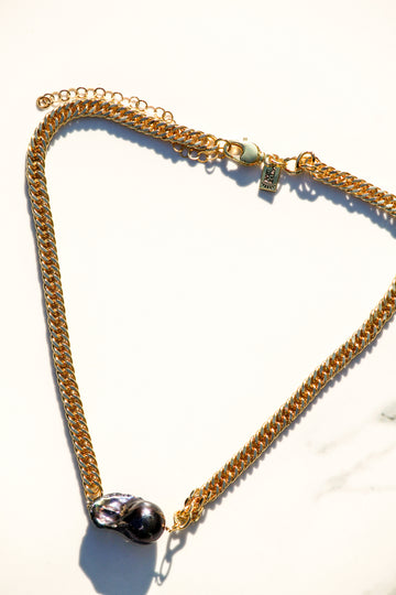 BLING PEARL NECKLACE- BLACK